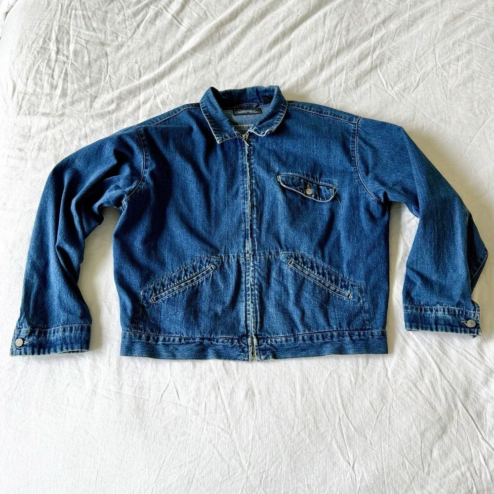 Vintage 80's Levi's Jacket L/XL Dark Wash Denim White Tag 1Q'97‎ Full Zip